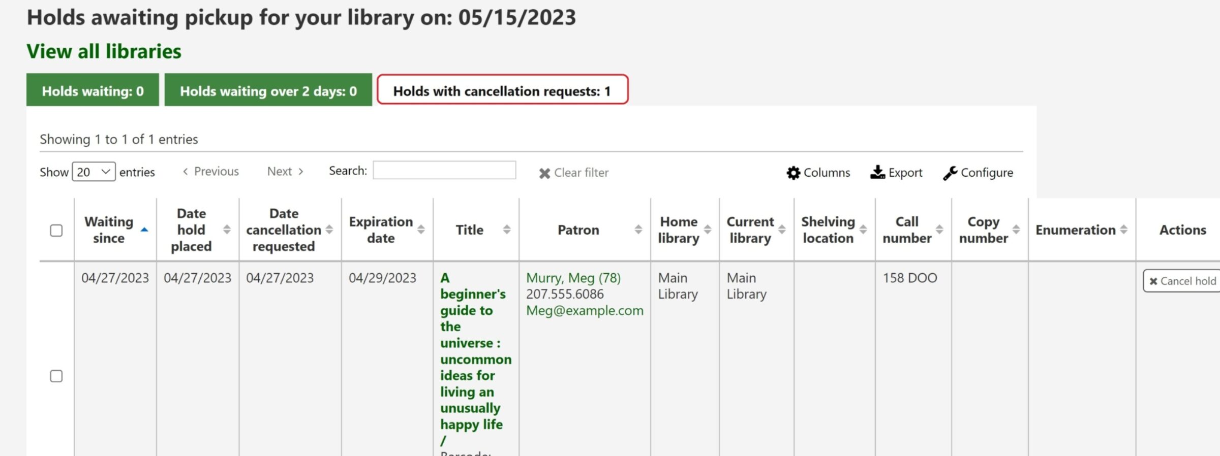 ByWater Solutions Koha 22.11 Enhancement Ability for Patrons to…